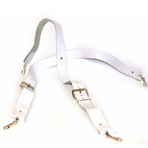 Basstrommebandolær kryss hvitt